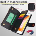 thumbnail image 6 of Allytechgroup Wallet Case for Apple iPhone 8 Plus/ 7 Plus,  Retro [1 Zipper Pocket + 6 Cards Slots] Hand Wrist Shoulder Strap Stand Shockproof iPhone 8 Plus/ 7 Plus Cover Case for Girls Women, Black, 6 of 10