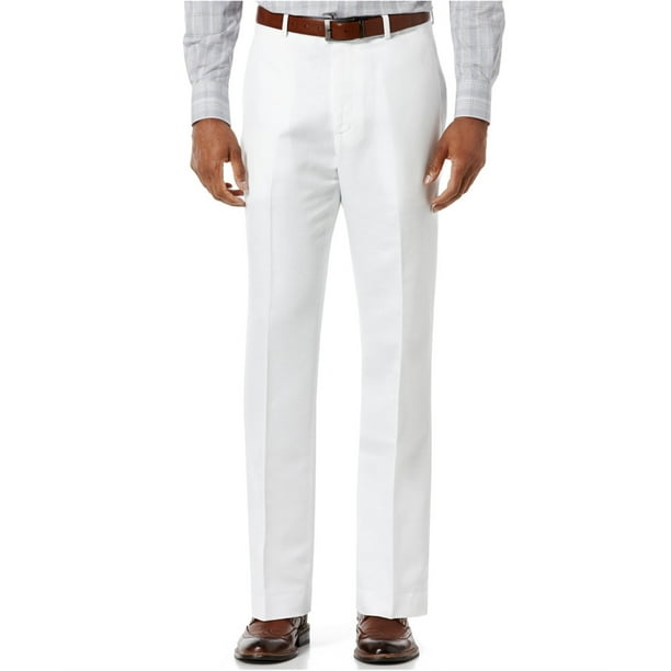 Perry Ellis Pantalones de Vestir de Traje de Lino para Hombre, Blanco, 30W x 32L Perry Ellis pantalones