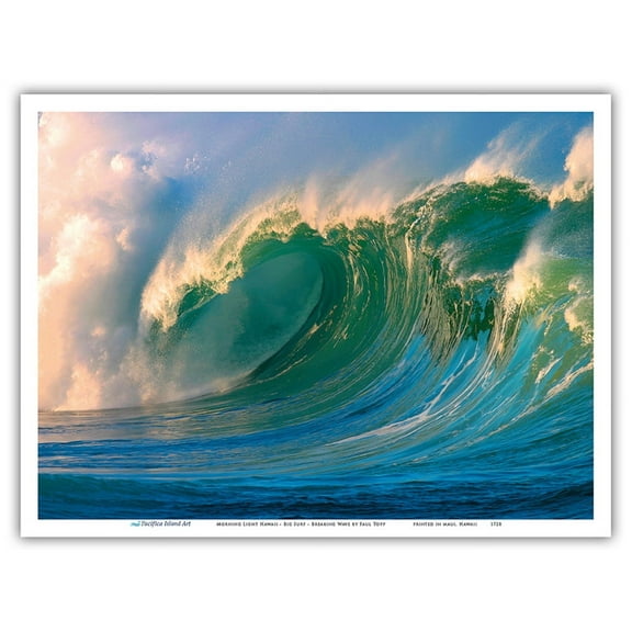 Morning Light Hawaii - Big Surf - Breaking Wave - From an Original Color Photograph by Paul Topp - Master Art Print (Unframed) 9in x 12in