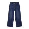 thumbnail image 5 of uublik Womens Jean Capris High Waisted Straight Jeans Loose Wide Leg Stretchy Denim Pants with Pockets, Dark Blue, 5 of 6