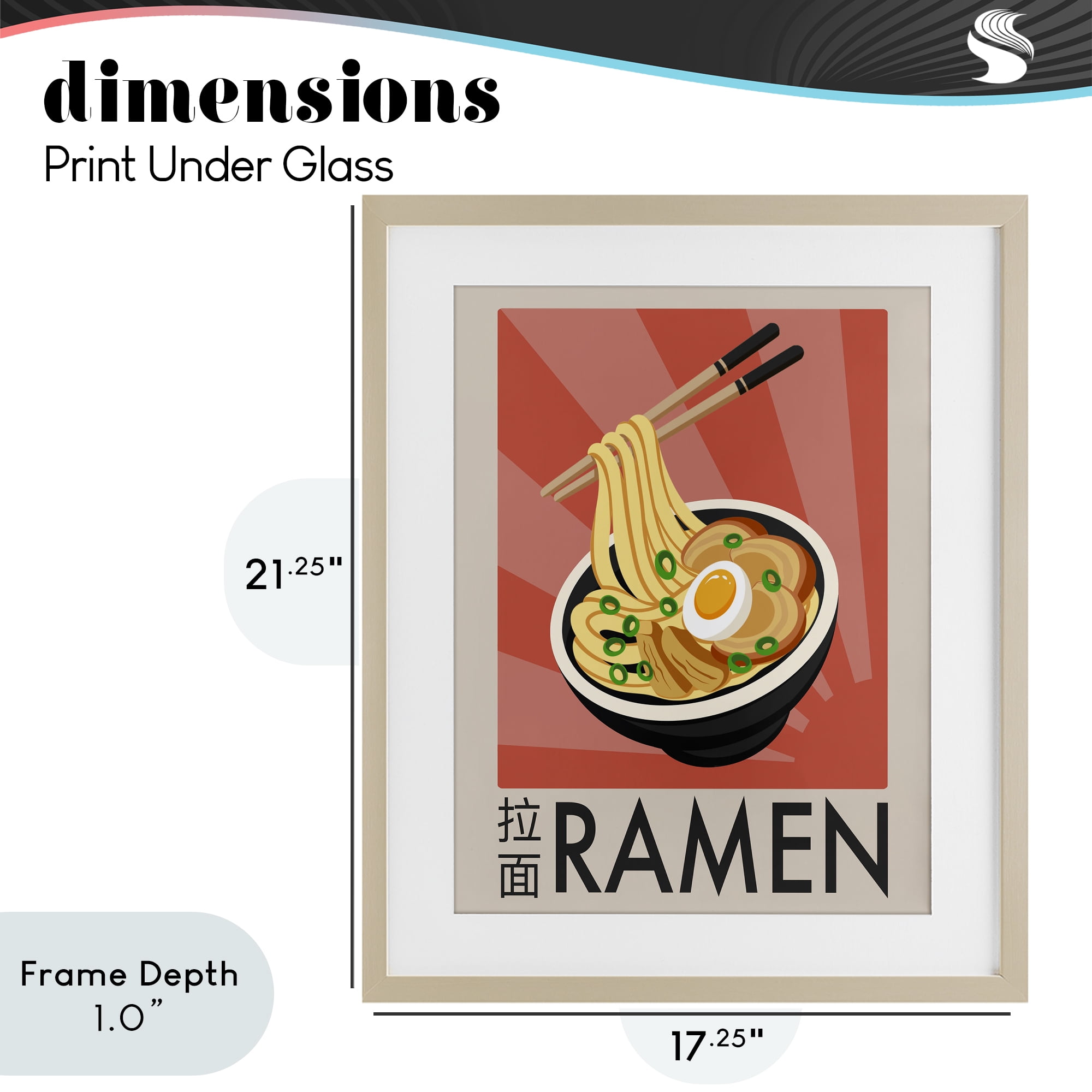 Stupell Industries Iconic Ramen Poster Birch Framed Print Under Glass, design by Marcus Prime