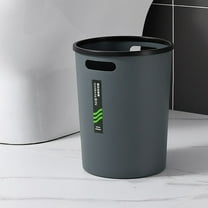 AuroraX Small Office Trash Can Gray Round 1.8 Gallon Handles Wastebaskets Minimalist Plastic Trash Bin for Dormitory Living Room Bathroom