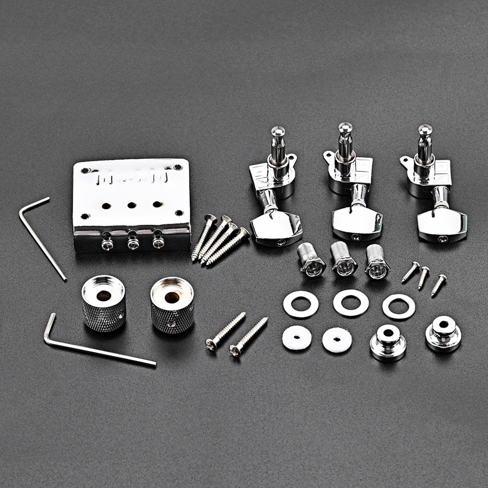 Guitar Bridge Replacement For 3 String Electric Guitars Includes Tuning Machines Locking Hardware And Mounting Accessories