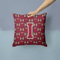 thumbnail image 2 of Letter I Football Garnet and Gold Fabric Decorative Pillow, 2 of 4