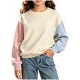 thumbnail image 2 of FAIOROI Boys Girls Fleece Color Block Sweatshirt Long Sleeve Pullover for Fall Winter 3-4T, 2 of 6