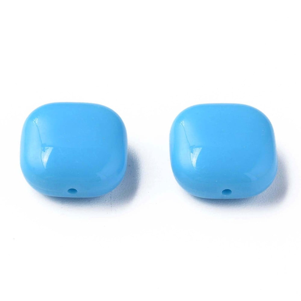 Opaque Acrylic Beads Square Deep Sky Blue 15x15x7.5mm Hole: 1.2mm about 375pcs/500g