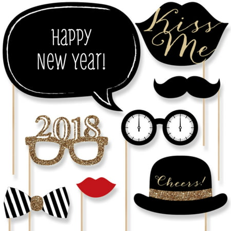 New Years Eve Party - Gold - 2018 New Year's Photo Booth Props Kit - 20 (Best New Years Eve Party Themes)