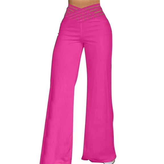 Women's Hollow Belt Pants High Waist Casual Wide Leg Pants