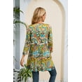 thumbnail image 6 of ENMAIN Womens 3/4 Sleeve Tunic Tops Yellow Floral Printed Shirts Plus Size Blouses Loose Fit Tops XL, 6 of 8