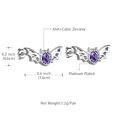 thumbnail image 4 of Halloween Flying Bat Stud Earrings Silver-Plated Purple Zirconia Gothic Statement Cosplay Party Jewelry Gift for Women, 4 of 8