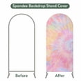 thumbnail image 4 of Rainbow Color Arch Backdrop Cover, Spandex Fitted Wedding Arch Cover, Fantasy Colorful Ombre Swirl Round Top Stand Covers for Birthday Ceremony Bridal Shower Party Decor 4x1.65 Ft, 4 of 9
