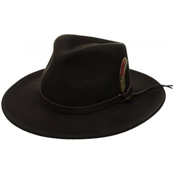 Scala Scala Classico Men's Crushable Felt Outback Hat, Chocolate