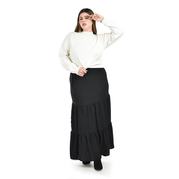 Falda larga con vuelo Roman Fashion /Tallas Extras, 7061 (Negro) negro 38