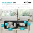 thumbnail image 5 of KRAUS Quarza 33” Drop-In / Undermount 60/40 Double Bowl Granite Kitchen Sink in Black, 5 of 8