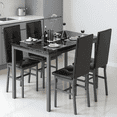 thumbnail image 6 of 4-Person Dining Set: Modern Marble-Effect Dining Table with 4 PU Leather Upholstered Chairs. Kitchen dining furniture suitable for kitchens, dining rooms, and apartments., 6 of 8