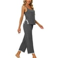thumbnail image 4 of INSPIRE CHIC Women's Cami Top with Lace Trim Capri Pant 2 Pcs Pajama Set Soft Modal Loungwear Sleepwear S Gray, 4 of 6