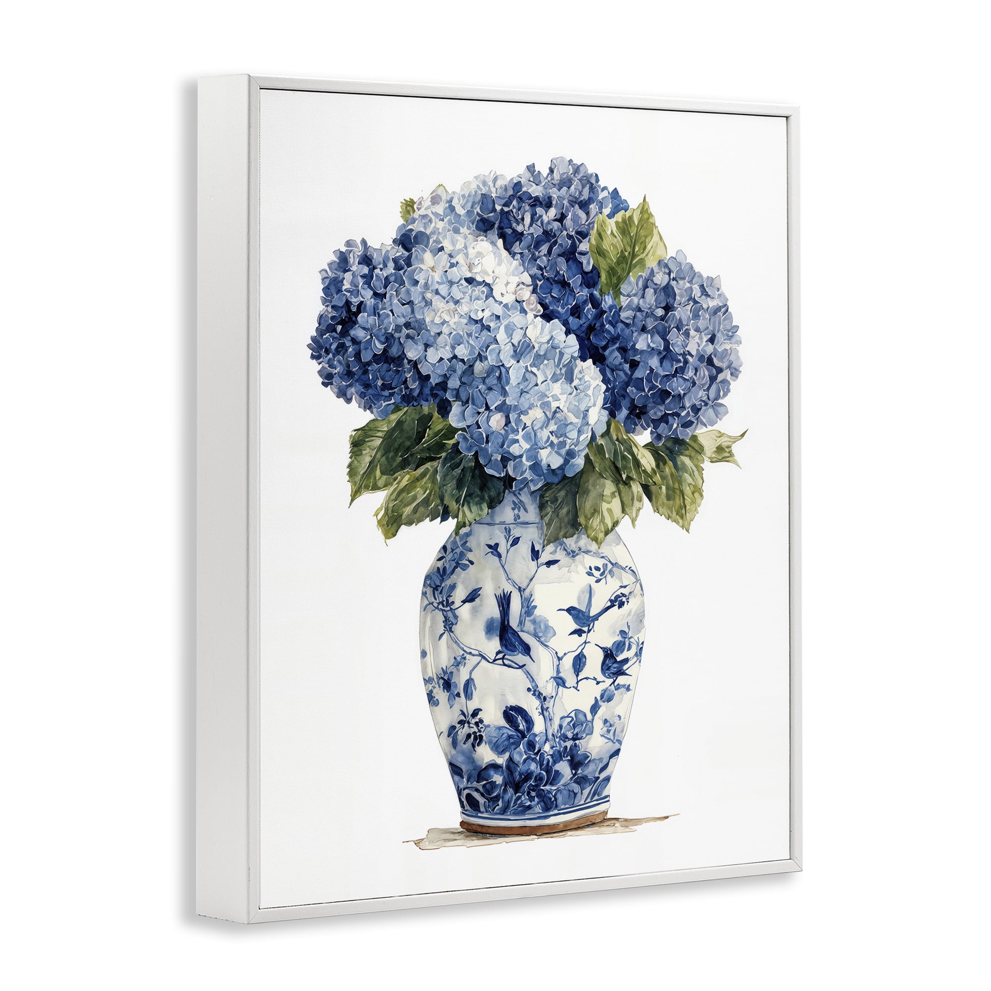 Stupell Industries Blue Hydrangeas in Porcelain White Framed Giclee Art, design by Imagine It Images