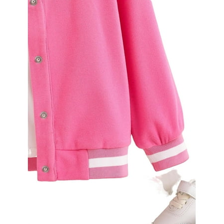 

Casual Baseball Collar Bomber Long Sleeve Pink Toddler Girls Jackets (Girl s)