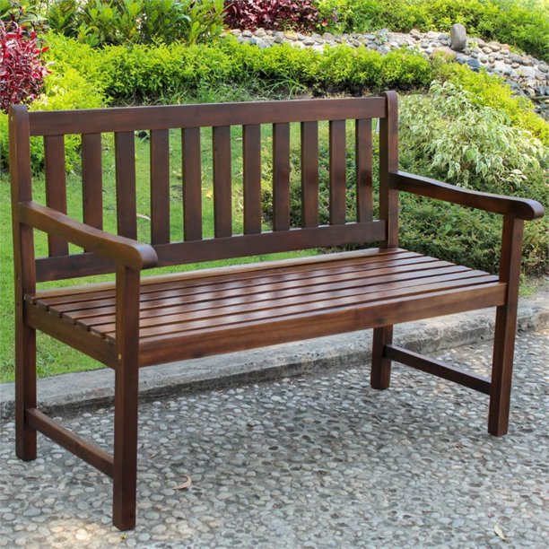 Pemberly Row Patio Garden Bench In Brown Walmart Com Walmart Com