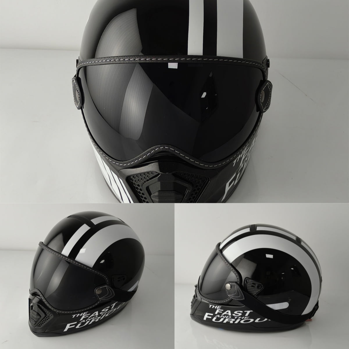 Retro Bubble Visor Helmet Shield Vintage Elastic Band Open Face Full-Face Motorcycle Accessories