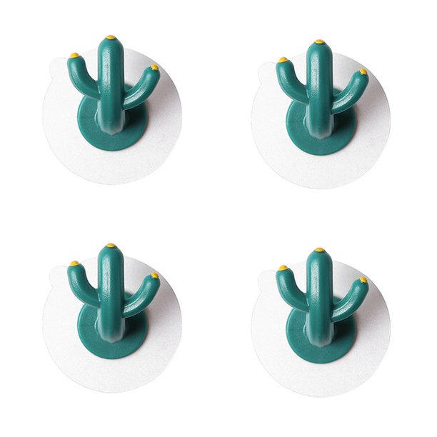 Ganchos antiadherentes Ganchos de cactus Decoración de pared de estilo escandinavo Ganchos de baño montados en la pared sin agujeros (juego de cuatro)