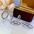 thumbnail image 2 of Blue/Green/Red/white/Aquamarine Sapphire Diamond Wedding Band, 925 Sterling Silver Full Eternity Band, Dainty Bridal Band, Delicate Stackable Band, Anniversary Present, 2 of 15