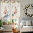 thumbnail image 3 of Easter Rabbit Swag Valance Curtains Watercolor Spring Pink Red Gradient Floral Linen Texture Rod Pocket Swag Curtains Small Window Treatments for Kitchen Bathroom Bedroom 36" W x 45" L, 2 Panels, 3 of 9