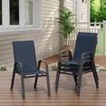 thumbnail image 2 of Gaderth Patio Chairs Set of 4, Outdoor Stackable Dining Chairs With Textilene Fabric, High Back All Weather Deck Chairs With Steel Frame and Armrests for Backyard Poolside Garden Balcony, 2 of 7