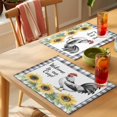 thumbnail image 4 of Retro Rooster Placemats Set of 8 Sunflower Plaid Watercolor Animals Place Mats Indoor Wipeable Table Mats Washable Cloth Dining Table Placemats for Kitchen Holiday Party Home Decor 13x19 Inch, 4 of 9