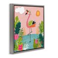 thumbnail image 3 of Stupell Industries Cottage Tropical Flamingo Pond Gray Floating Frame Canvas Art, 25 x 25, by Tina Finn, 3 of 8