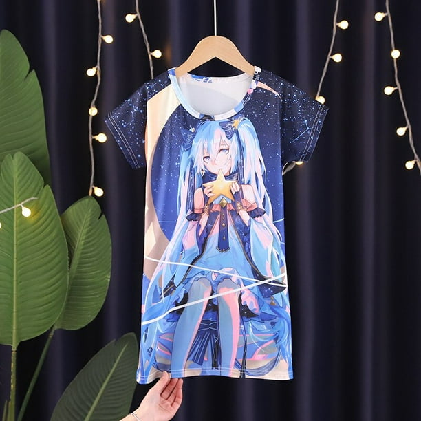 ANIMQUE Chemise De Nuit Bébé Fille Princesse Été - Robe Pyjama Manches Courtes Douce Impression Sirène
