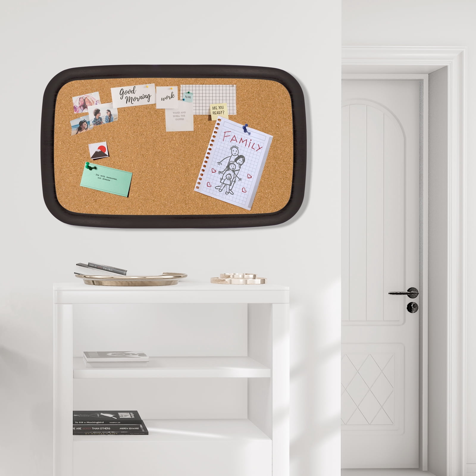 Cork Board with Thumbtacks for Walls with Frame，19"x30"