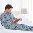 thumbnail image 6 of Naloa Dolphins Men’s Pajamas Set - Long Sleeve Button Down Sleep Shirt and Pajama Bottoms Sleepwear Set-Medium, 6 of 7