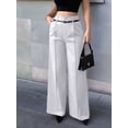 thumbnail image 4 of Women'S High Waisted Wide Leg Work Pants Straight Leg Office Slacks Trousers Silver S, 4 of 5