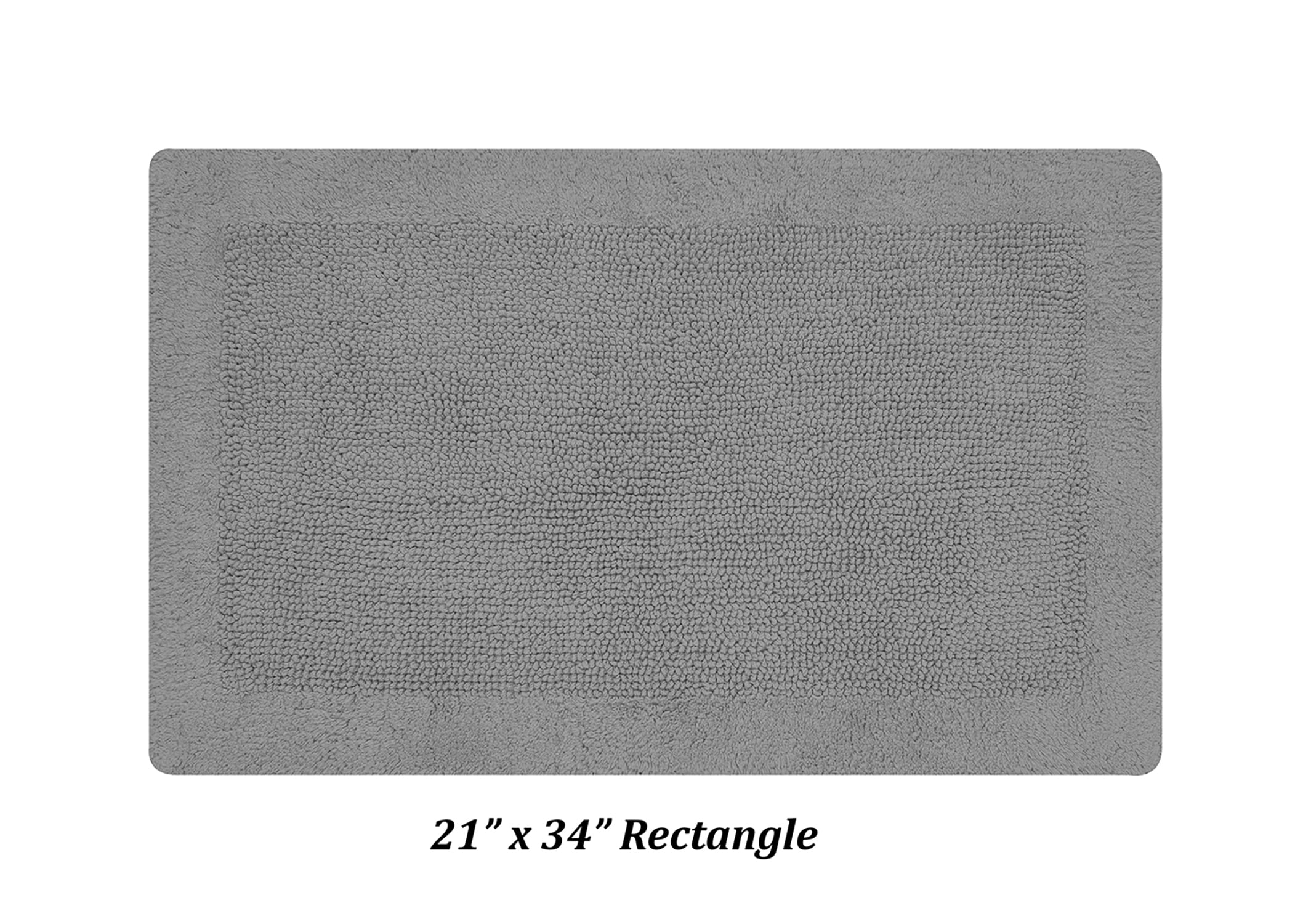 Better Trends 21" x 34" Premium Bathroom Rugs 100% Cotton Soft Reversible Tufted Bath Mat Water Absorbent Bath Rug Ideal for Bathroom Shower and Tub Use (Gray) Edge Collection