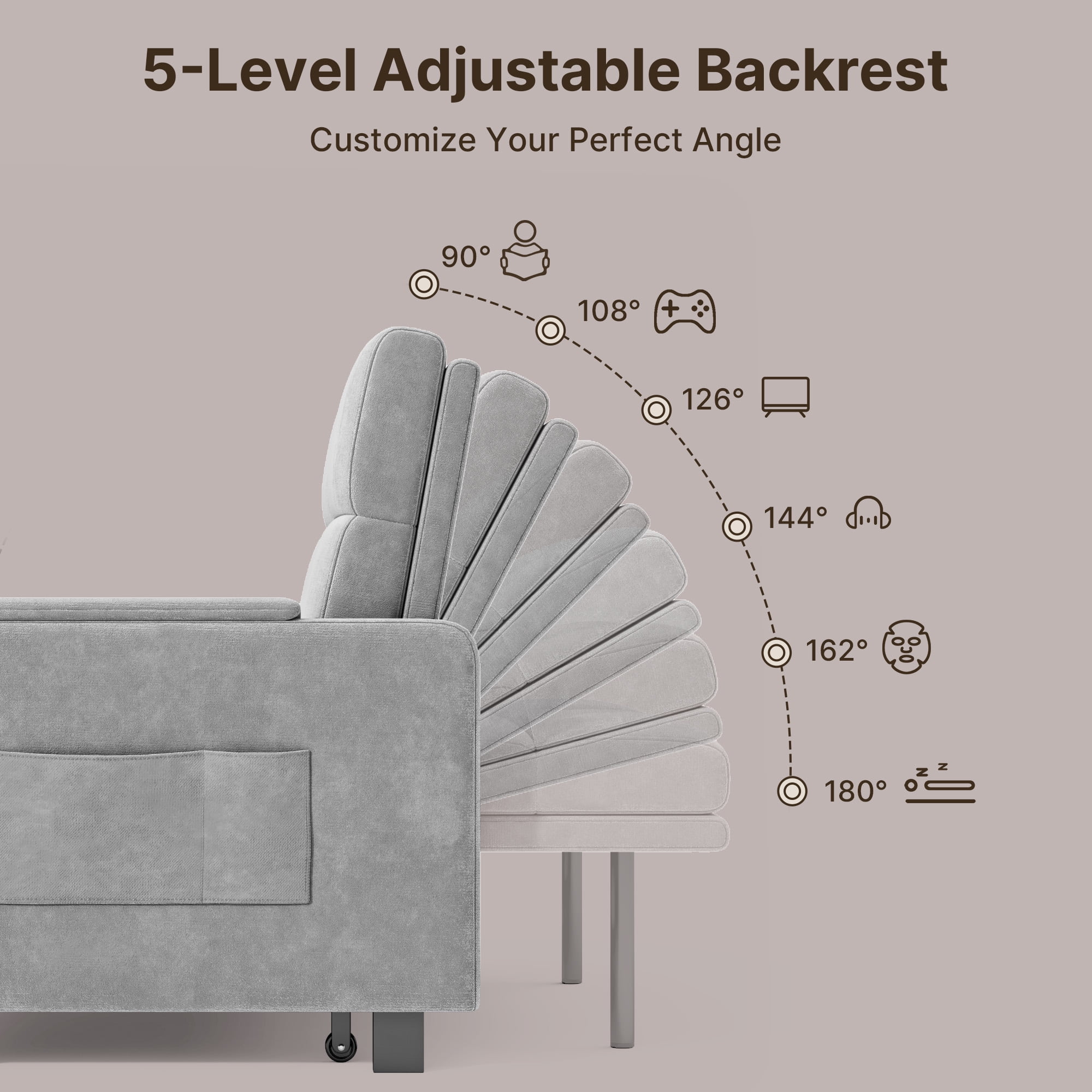 Jolifa Sofa Bed, 2 in 1 Sleeper Sofa with Detachable Linen Cover, Easy to Assemble, Recliner Lounge, Comfy Futon Pull Out Couch for Living Room/Office/Apartment (Light Grey)