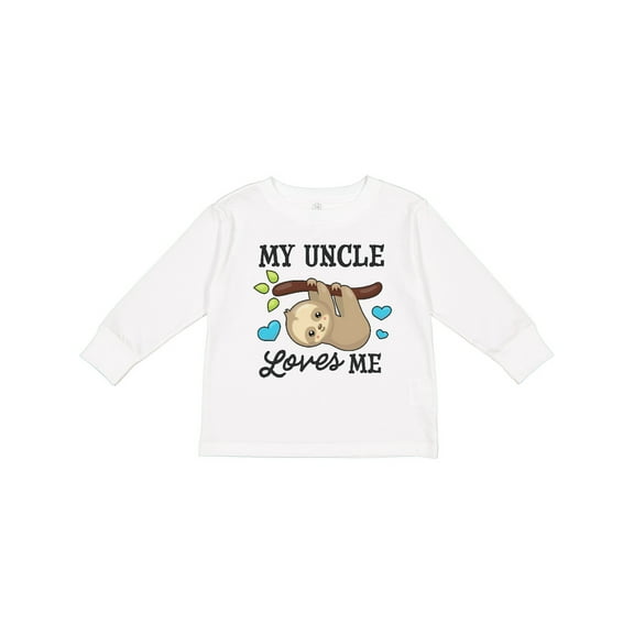 Inktastic My Uncle Loves Me with Sloth and Hearts Boys or Girls Long Sleeve Toddler T-Shirt