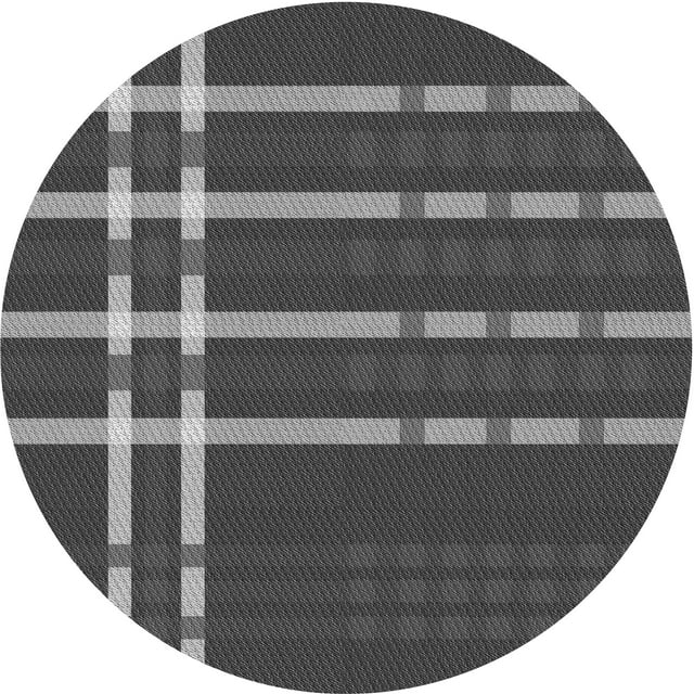 Ahgly Company Tapis d'Intérieur Rond Lavable en Machine Gris Transitionnel, 7 Pieds Rond