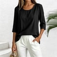 thumbnail image 5 of Lmueinov 3/4 Sleeve Length Tops for Women 100%Cotton Solid Crew Neck Casual Tunic Shirts Lightweight Pullover Blouses for Summer Fall Daily Vacation, 5 of 7