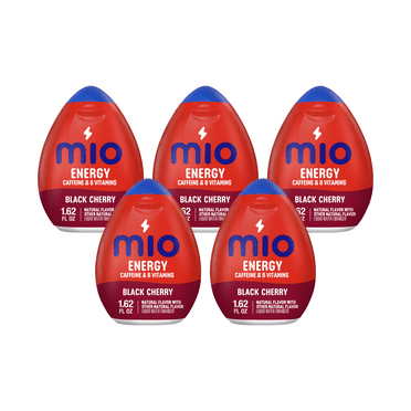 MiO Energy Black Cherry Liquid Water Enhancer, Caffeinated, 1.62 fl oz Bottle (Pack-5)