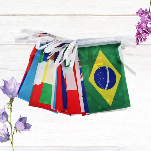 WHAMVOX Assorted Color National Flag Banner for Decoration Durable Polyester Material 50 Countries in 1 Extra Long Banner