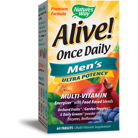 Natures Way Alive! Mens Ultra Potency Complete Multi-Vitamin Supplement Tablets 60 Count