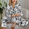 thumbnail image 6 of Yiaed Mandala Floral Line Art Print Pajamas Women's Long Sleeve Sleepwear Soft Button Down Loungewear Pjs Lounge Set Nightwear Womens Pajama Pants-X-Large, 6 of 7