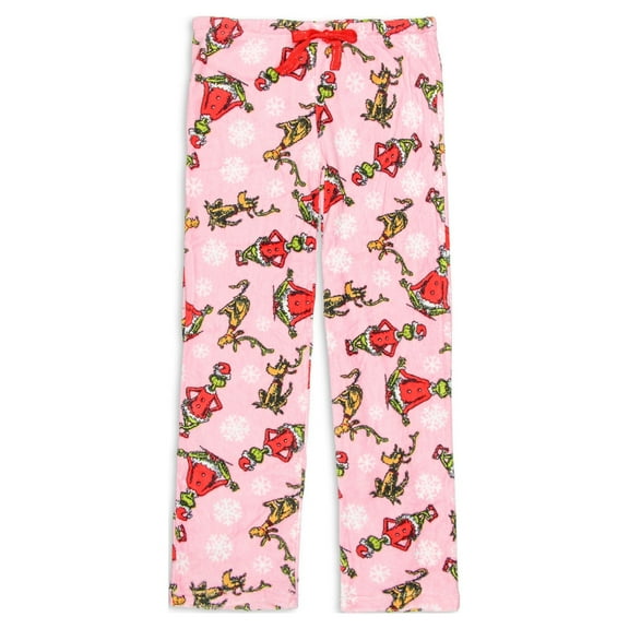 Dr. Seuss Womens' The Grinch and Max Snowflake Soft Fleece Plush Pajama Pants