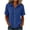 Blue, variant on Summer Tops for Women Summer Casual Fashion Flared Front Button Up Shirt with Back Pleats Short Sleeve Top