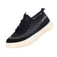 thumbnail image 3 of Domuza Womens Striped Fly Knit Slip On Sneakers, Elastic No-Tie Lace Lightweight Platform Casual Walking Shoes with Fashion Letter Detail Black 8（EU-40）, 3 of 5