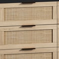 thumbnail image 6 of Shunda K 43.31" 6-Drawer Rattan Dresser with Storage Cabinet for Bedroom, Living Room, Black, 6 of 7