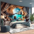 thumbnail image 4 of Gojian Nature Tapestry Forest Tree Sea Cave Wall Hanging, Stream Through Rainforest Landscape Wall Art Tapestry for Bedroom Living room, 4 of 6