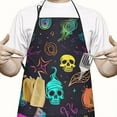 thumbnail image 2 of Neon Halloween Pattern Apron-Garden Aprons for Women with Pockets-Cotton Linen Waterproof Kitchen Cooking Gardening Aprons Adjustable for Kitchen,Cooking,BBQ and Salon 33"x27", 2 of 7