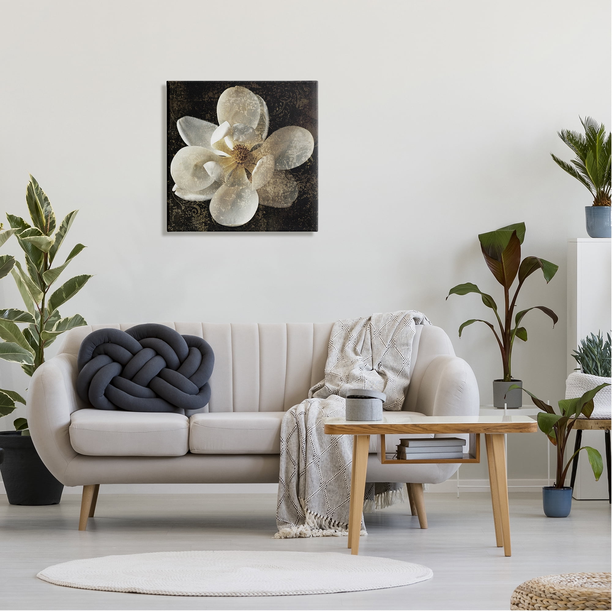 Stupell Industries Rustic Patterned Magnolia Botanical & Floral Painting Gallery Wrapped Canvas Art Print Wall Art, 24 x 24